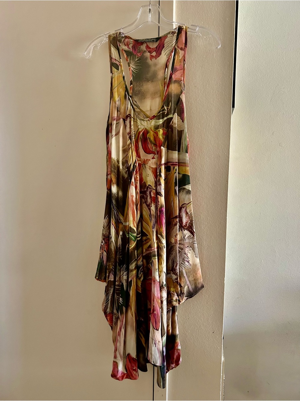 All Saints Spitslfields  Multicolor Tropical Print Asymmetrical Hem Dress